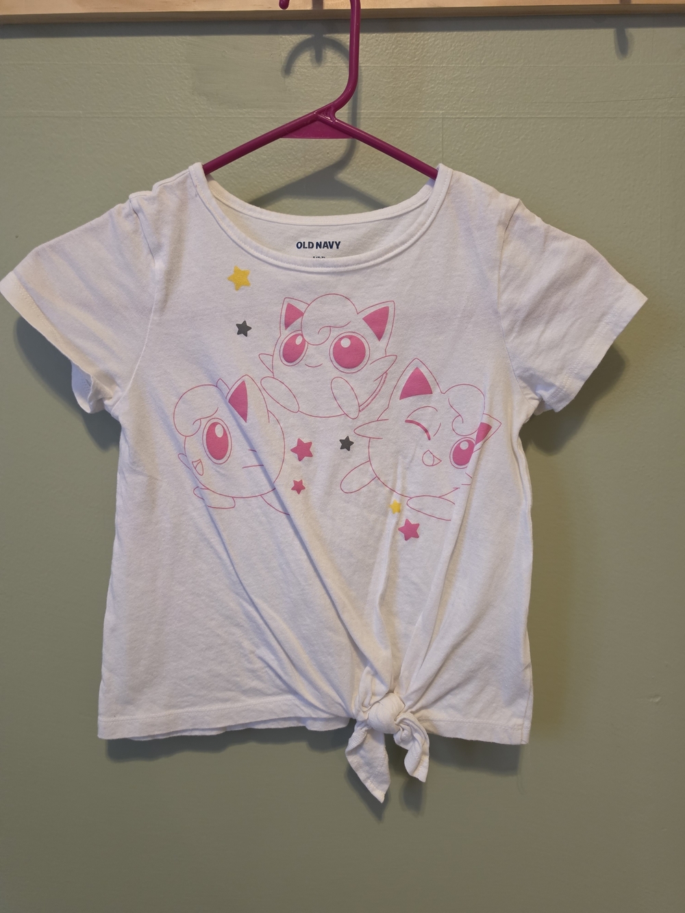 Old Navy White Kids' Jigglypuff Graphic Tie-Front Tee